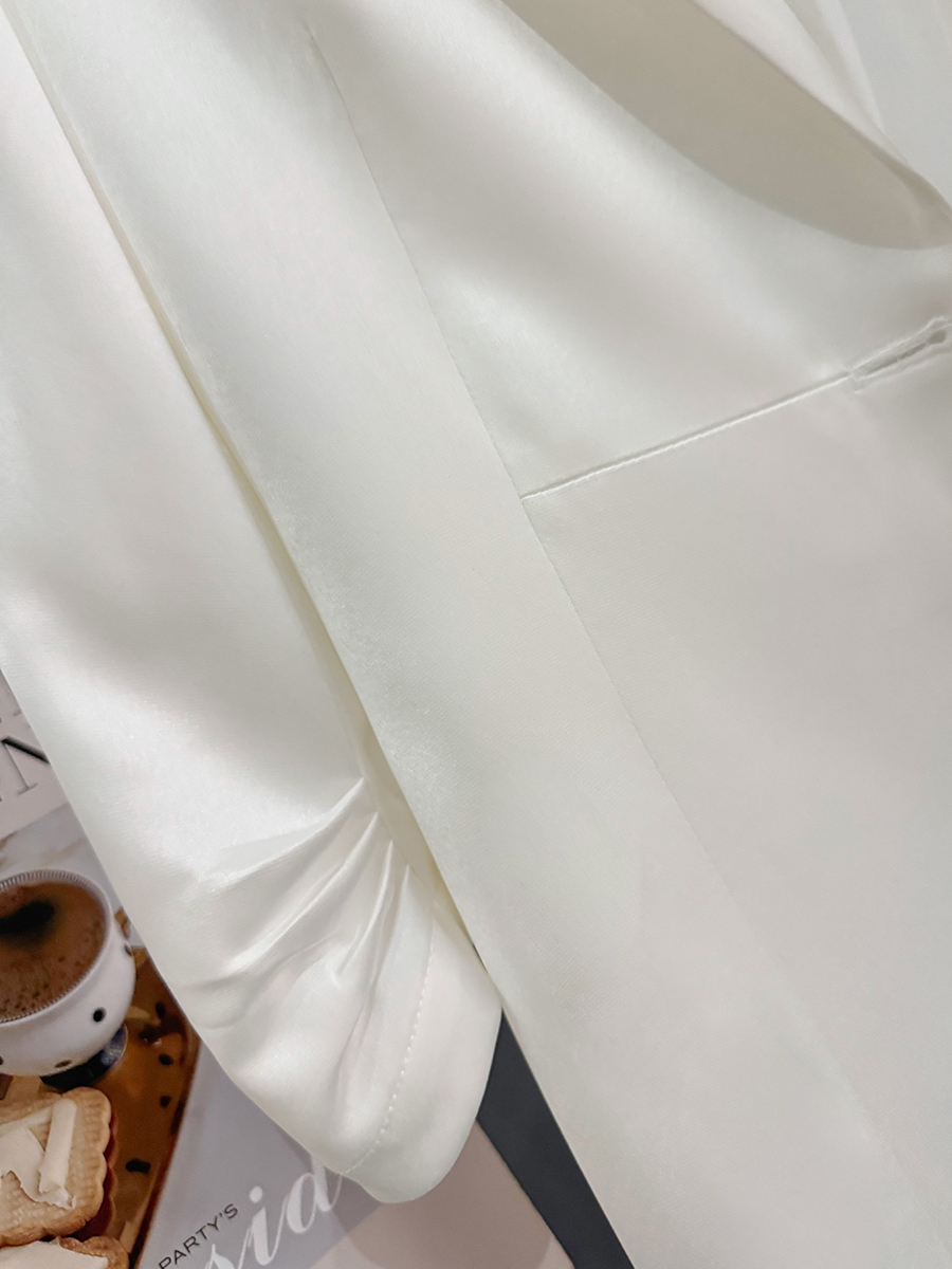 White Korean-Style Thin Blazer for Women - 2025 Summer Trendy Draping Acetate Suit, Age-Reducing Fashion White Korean-Style Thin Blazer for Women - 2025 Summer Trendy Draping Acetate Suit, Age-Reducing Fashion
