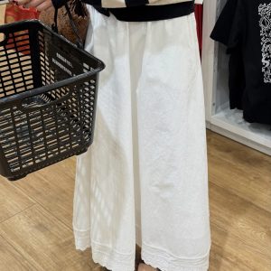 White Lace Splicing A-Line Half-Length Skirt for Women - 2025 New Style, Perfect for Petite Pear-Shaped Figures