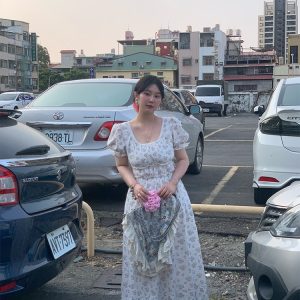 White Peony Lily Floral Dress - Women's Summer Loose Waist-Defined Long Dress in White - Vintage 90s Inspired Korean Style