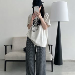 White Printed Short-Sleeve T-Shirt for Women - Loose Round Neck, Spring/Summer Cotton Top with Sun Grapefruit Design, Casual Style