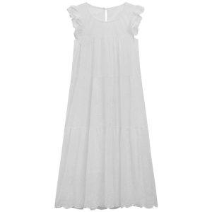 White Short Sleeve Plus Size A-Line Dress for Women, Summer Flattering Loose Fit, Elegant and Comfortable, Perfect for Chubby Figures
