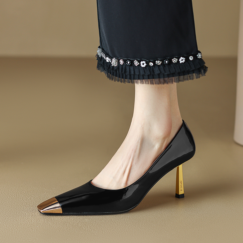 White Soft Leather High Heels for Women - Trendy Small Stiletto Pointed Mid-Heel Shoes, Italian Style, Elegant Footwear