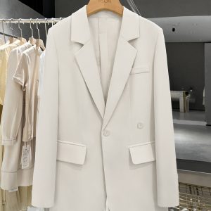 White Suit Jacket for Women, Unique Back Split Blazer, Niche Goddess Style, Spring Autumn 2025 Fashion, Chic Outerwear