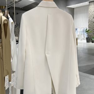 White Suit Jacket for Women, Unique Back Split Blazer, Niche Goddess Style, Spring Autumn 2025 Fashion, Chic Outerwear