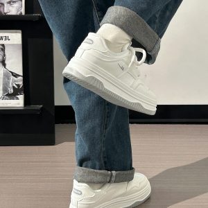 White Thick-Soled Casual Sneakers for Women - Simple Versatile Sports Shoes for Summer 2025, Trendy and Comfortable Footwear