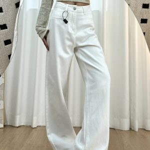 White Wide-Leg Jeans for Plus Size Women - 2025 New Style, Slimming Loose Straight-Leg Pants for Petite and Curvy Fit