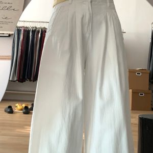 White Wide-Leg Pants for Women - 2025 New Style Loose High-Waisted Plus Size Slimming BF Fashion