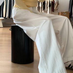 White Wide-Leg Pants for Women - 2025 New Style Loose High-Waisted Plus Size Slimming BF Fashion