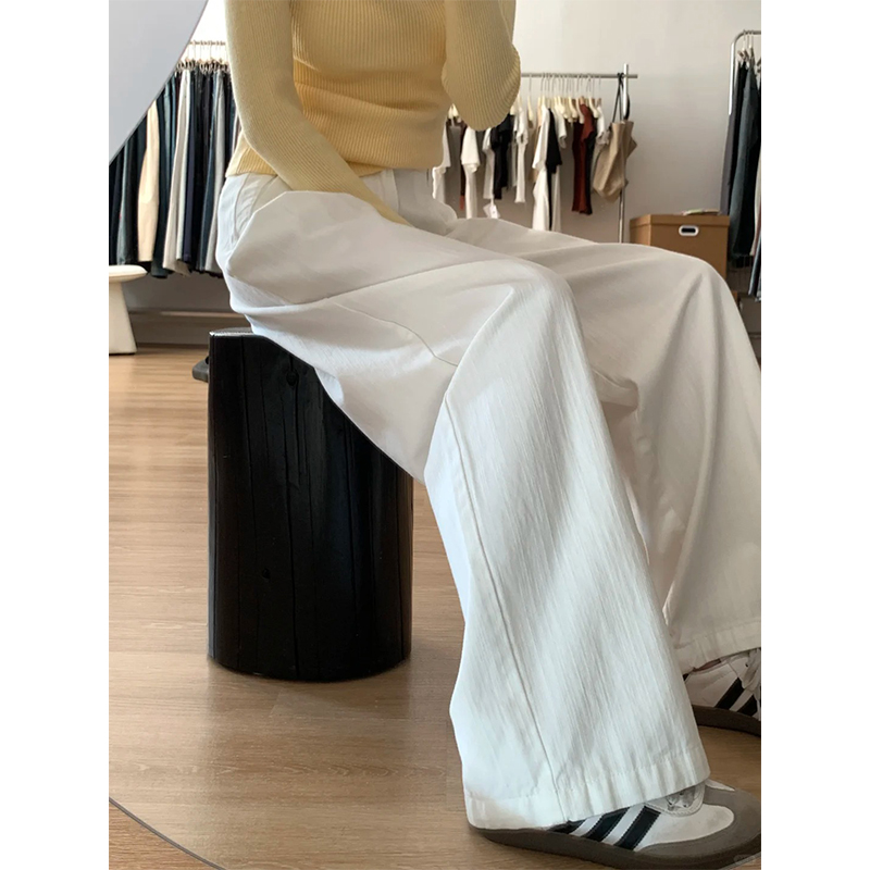White Wide-Leg Pants for Women - 2025 New Style Loose High-Waisted Plus Size Slimming BF Fashion