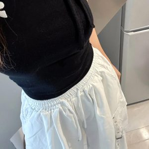 White Wide-Leg Work Pants for Women - Casual Hip-Hop Street Dance Style, Loose Fit, Floor-Length Sports Trousers