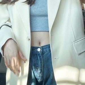 White Women's Blazer - High-End Street Fashion Suit Jacket, Loose Casual Silhouette, Slim Fit for Spring & Autumn 2025