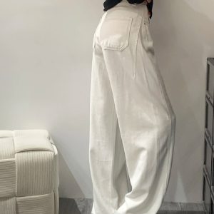 White Women's Plus Size Wide-Leg Curved Knife Pants - Summer 2025 Flattering Scythe Design for Effortless Style