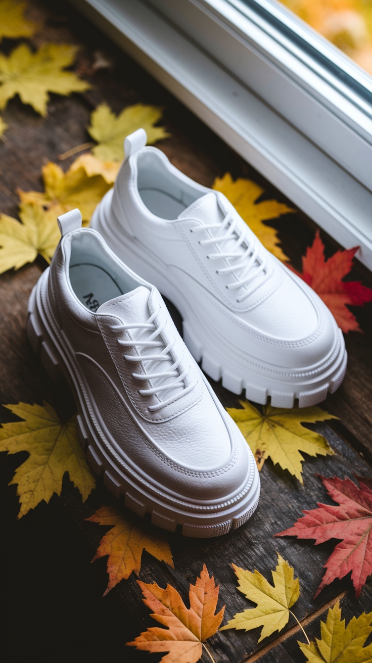 Comfortable White Chunky Shoes for Stylish Footwear outfit idea