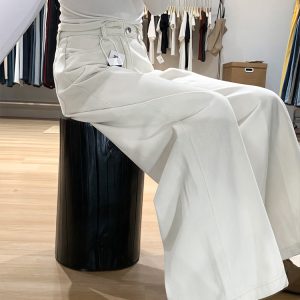 Wide-Leg White Jeans for Women - Loose Fit Lazy Style Plus-Size Pants for Pear-Shaped Figures and Thick Legs, 2025 Fashion Trend