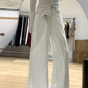 Wide-Leg White Jeans for Women - Loose Fit Lazy Style Plus-Size Pants for Pear-Shaped Figures and Thick Legs, 2025 Fashion Trend