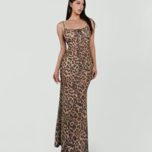 Wild Leopard Print Slim Fit Stretch Camisole Dress - 90s Inspired Fashion, Chic Summer Outfit, Trendy Night Out Dress
