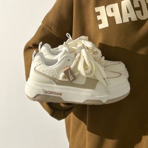 Wine Red Women's Sneakers - Summer Mesh Breathable Thick-Soled Board Shoes - Trendy Casual Style for Women