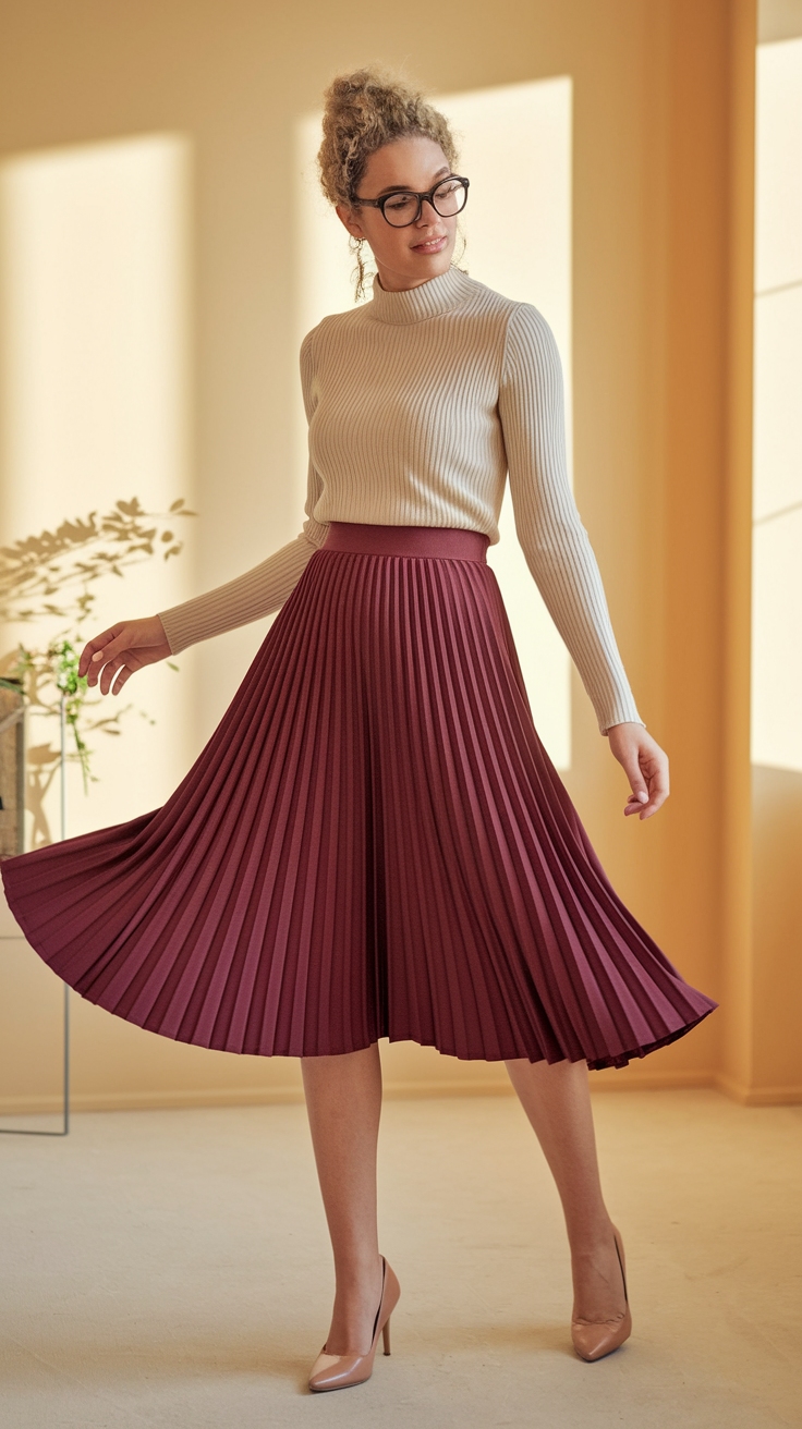 Wine Red Skirt Looks to Enhance Your Wardrobe outfit idea