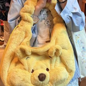 Winnie the Pooh Cartoon Large Capacity Tote Bag - Handheld, Shoulder, Crossbody, Ideal for Class and Commuting