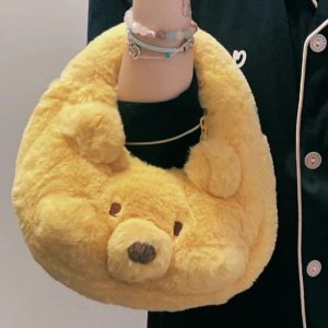 Winnie the Pooh Cartoon Large Capacity Tote Bag - Handheld, Shoulder, Crossbody, Ideal for Class and Commuting