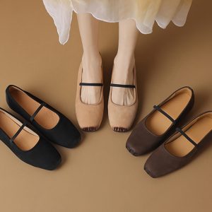 Women's 2025 Summer Soft-Soled Ballet Flats in Top Layer Cowhide - Height-Increasing, Large Size 41, Stylish Comfort