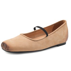 Women's 2025 Summer Soft-Soled Ballet Flats in Top Layer Cowhide - Height-Increasing, Large Size 41, Stylish Comfort