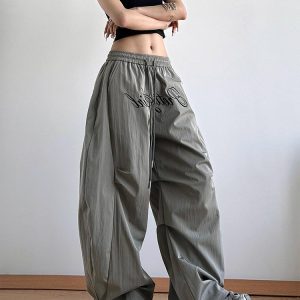 Women's American Cargo Pants - Loose Wide-Leg Design, Curved Blade, Hip-Hop Casual Paratrooper Street Dance Sports Pants