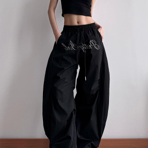 Women's American Cargo Pants - Loose Wide-Leg Design, Curved Blade, Hip-Hop Casual Paratrooper Street Dance Sports Pants