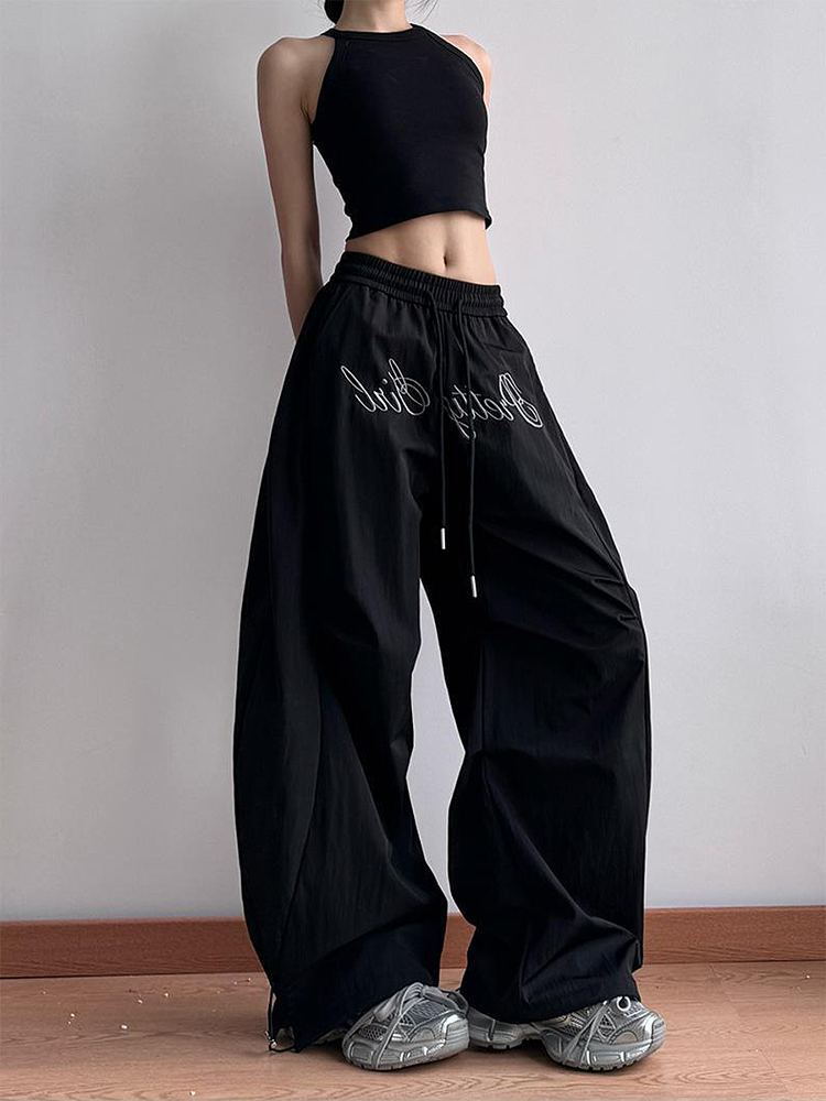 Women's American Cargo Pants - Loose Wide-Leg Design, Curved Blade, Hip-Hop Casual Paratrooper Street Dance Sports Pants Women's American Cargo Pants - Loose Wide-Leg Design, Curved Blade, Hip-Hop Casual Paratrooper Street Dance Sports Pants