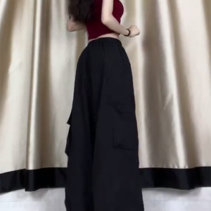 Women's American Casual Cargo Pants - Loose Fit, Straight-Leg Wide-Leg, Trendy Street Dance Hip-Hop Style, Perfect for Petite Sizes