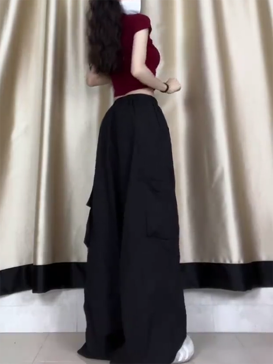 Women's American Casual Cargo Pants - Loose Fit, Straight-Leg Wide-Leg, Trendy Street Dance Hip-Hop Style, Perfect for Petite Sizes Women's American Casual Cargo Pants - Loose Fit, Straight-Leg Wide-Leg, Trendy Street Dance Hip-Hop Style, Perfect for Petite Sizes