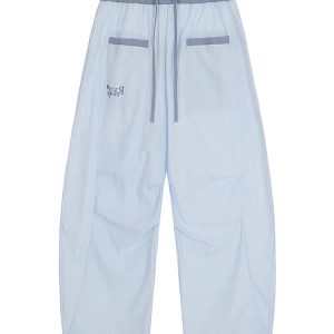 Women's American Retro Pink Striped Wide-Leg Pants - Summer 2025 Casual Curved Knife Street Style