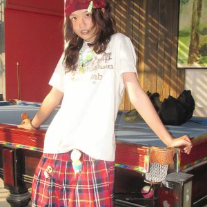 Women's American Retro Shoulder T-Shirt - Summer White Ink Print, Loose Casual Top, Round Neck Short Sleeve, Trendy Summer Fashion