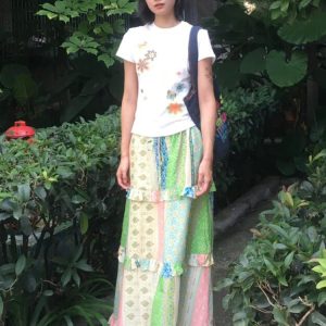 Women's American-Style Floral Print T-Shirt, Summer Short Sleeve, Vintage Slim-Fit Round Neck, Heavyweight White Top