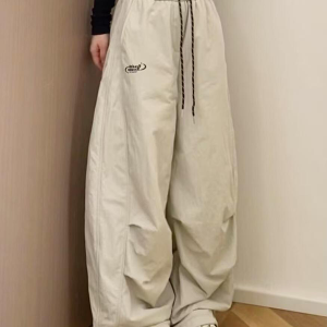 Women's American-Style Pleated Cargo Pants, Slimming Straight-Leg, Wide-Leg Loose-Fitting for Jazz Dance and Casual Wear
