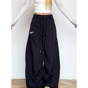Women's American-Style Pleated Cargo Pants, Slimming Straight-Leg, Wide-Leg Loose-Fitting for Jazz Dance and Casual Wear