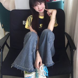 Women's American Style Striped Color-Blocking Raglan Sleeve T-Shirt, Slim Fit Summer Top with Flattering Short Sleeves