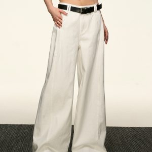 Women's American-Style Super White Wide-Leg Jeans - 2025 Summer Loose Curved Straight Pants for Versatile Y2K Fashion