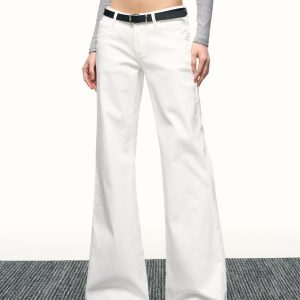 Women's American-Style White Flared Jeans - Loose Slimming Wide-Leg Bell-Bottoms for Spring & Autumn Fashion