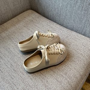 Women's Baotou Slippers - 2025 Summer Thick-Soled Genuine Leather Casual Slip-Ons for Outdoor Wear, Height-Increasing Design