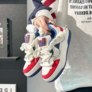 Women's Black and White Panda Sneakers - Breathable Thick-Soled Footwear for 2025, Versatile Design, Trendy Y2K Style