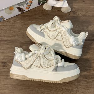 Women's Black and White Panda Sneakers - Breathable Thick-Soled Footwear for 2025, Versatile Design, Trendy Y2K Style