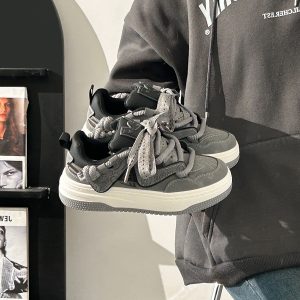 Women's Black and White Panda Sneakers - Breathable Thick-Soled Footwear for 2025, Versatile Design, Trendy Y2K Style