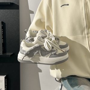 Women's Black and White Panda Sneakers - Breathable Thick-Soled Footwear for 2025, Versatile Design, Trendy Y2K Style