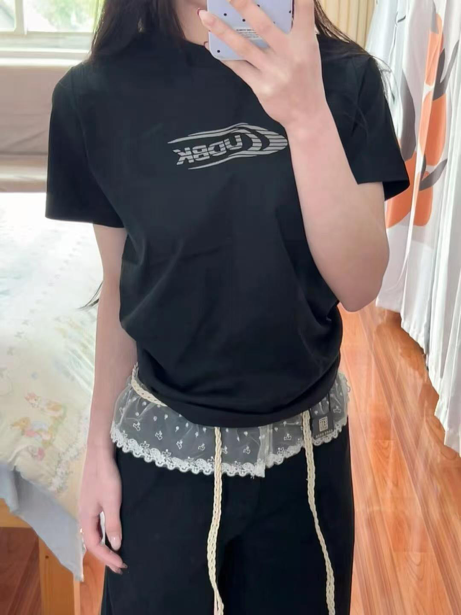 Women's Black Lace Splicing Cargo Pants - 2025 Wide-Leg Design, American Style, Korean Casual Fashion Women's Black Lace Splicing Cargo Pants - 2025 Wide-Leg Design, American Style, Korean Casual Fashion