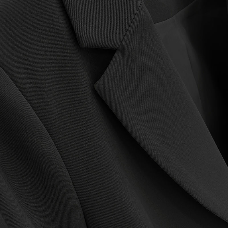 Women's Black Slimming Blazer - High-End British Street Fashion for Spring & Autumn 2025, Versatile Small Suit Jacket