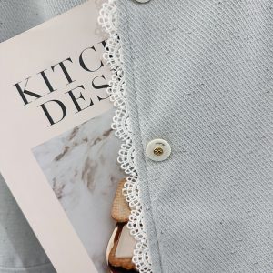 Women's Blue Lace Spliced Short Jacket - Trendy Spring 2025 Fashion for Autumn, Chic Layering Top