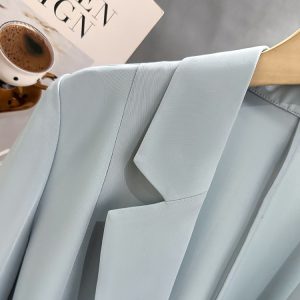 Women's Blue Slim Fit Casual Blazer - Thin Summer Suit for Commuting, Stylish and High-End 2025 Fashion