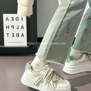 Women's Breathable Mesh Board Shoes - Shallow Spring Series, Height-Increasing Thick Sole, Perfect for Skirts, White Summer Footwear