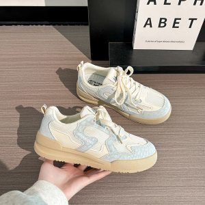 Women's Breathable Mesh Sports Sneakers - Trendy White Canvas Shoes for Summer 2025, Versatile and Stylish for Everyday Wear